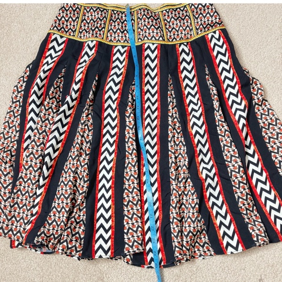 Anthropologie Ranna Gill Skirt Chevron Black Print Stripe Knee Length Size 16 - Picture 11 of 13